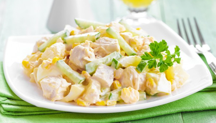 Салаты с курицей и грибами и кукурузой рецепты