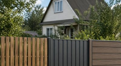 Забор из дерева метала и ДКП